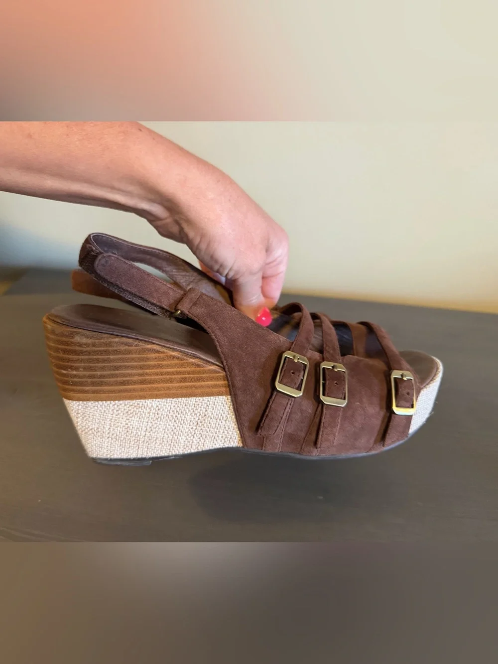 Antelope Women’s Brown Leather Wedge Sandals
